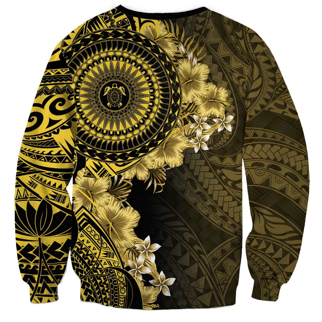 Vanuatu Sweatshirt Hibisus Polynesian Pattern Gold LT14 - Polynesian Pride