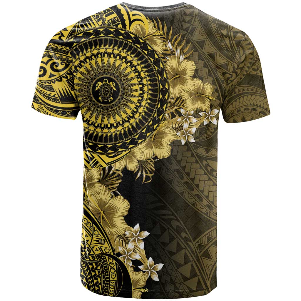 Vanuatu T Shirt Hibisus Polynesian Pattern Gold - Polynesian Pride