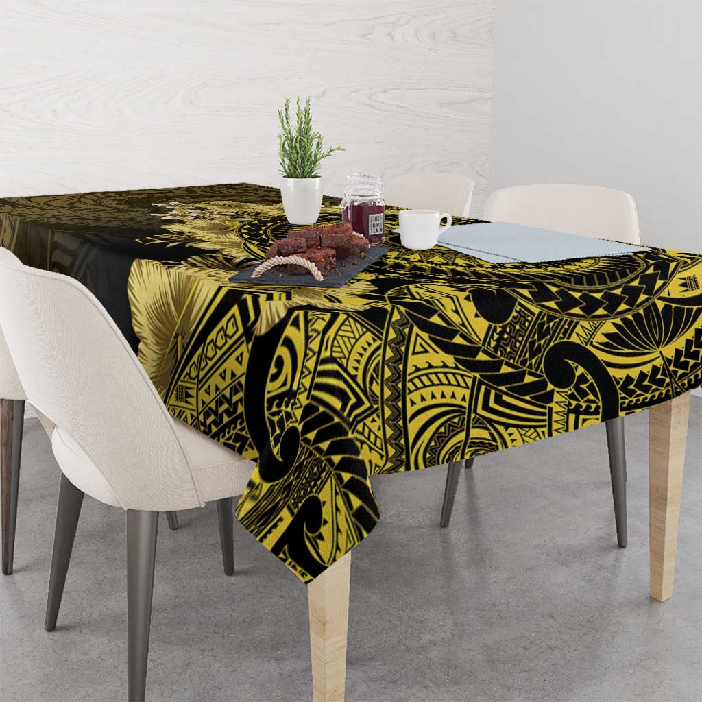 Vanuatu Tablecloth Hibisus Polynesian Pattern Gold LT14 - Polynesian Pride