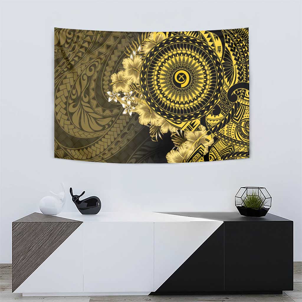 Vanuatu Tapestry Hibisus Polynesian Pattern Gold - Polynesian Pride