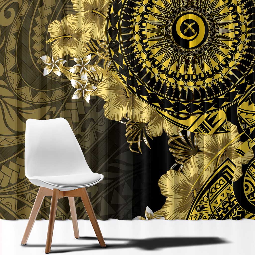 Vanuatu Window Curtain Hibisus Polynesian Pattern Gold - Polynesian Pride