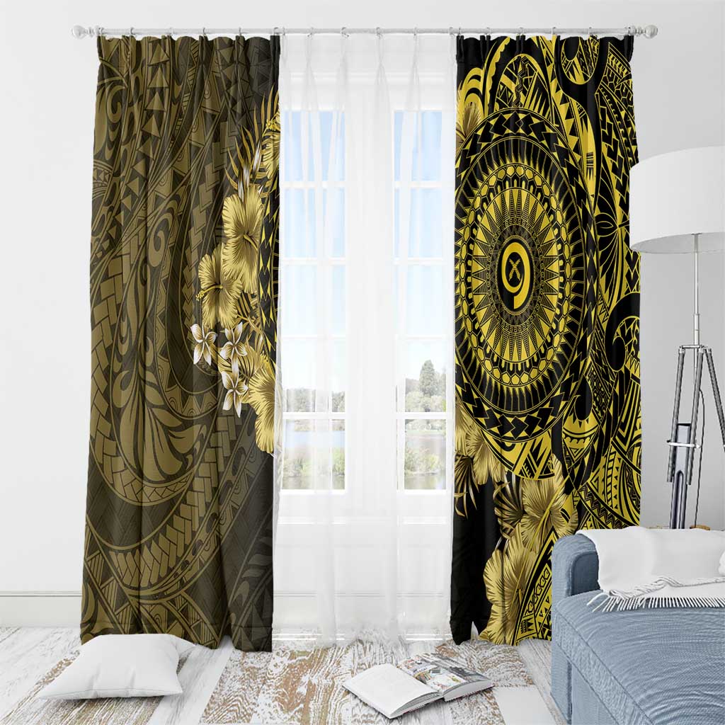Vanuatu Window Curtain Hibisus Polynesian Pattern Gold - Polynesian Pride