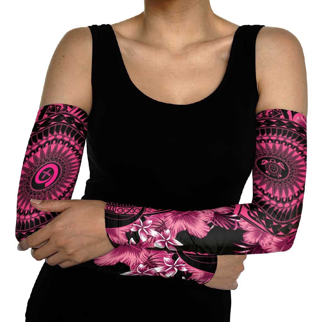 Vanuatu Arm Sleeves Hibisus Polynesian Pattern Pink - Polynesian Pride