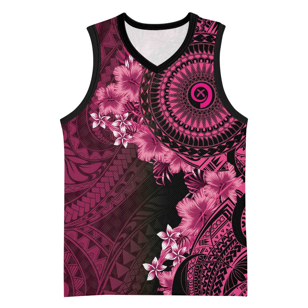 Vanuatu Basketball Jersey Hibisus Polynesian Pattern Pink LT14 Unisex Pink - Polynesian Pride