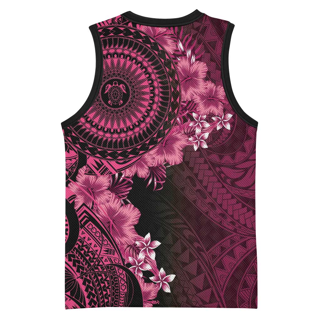 Vanuatu Basketball Jersey Hibisus Polynesian Pattern Pink LT14 - Polynesian Pride