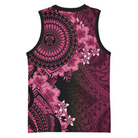 Vanuatu Basketball Jersey Hibisus Polynesian Pattern Pink LT14 - Polynesian Pride