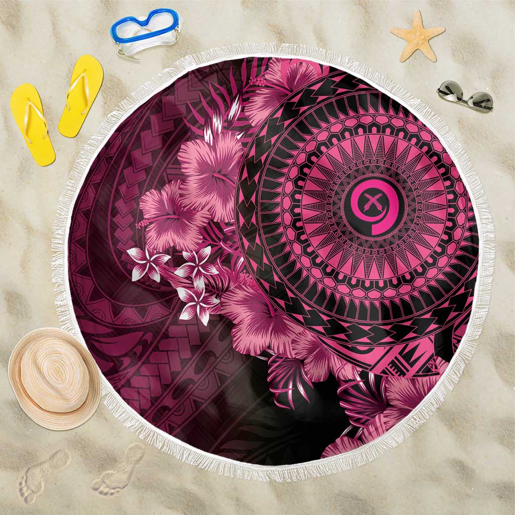Vanuatu Beach Blanket Hibisus Polynesian Pattern Pink LT14 One Size 150cm Pink - Polynesian Pride