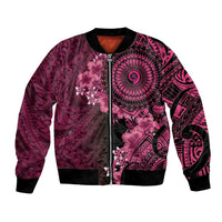 Vanuatu Bomber Jacket Hibisus Polynesian Pattern Pink - Polynesian Pride