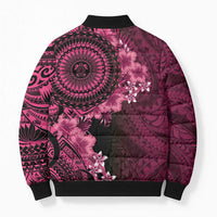 Vanuatu Bomber Puffer Jacket Hibisus Polynesian Pattern Pink LT14 - Polynesian Pride