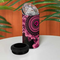Vanuatu 4 in 1 Can Cooler Tumbler Hibisus Polynesian Pattern Pink LT14 - Polynesian Pride