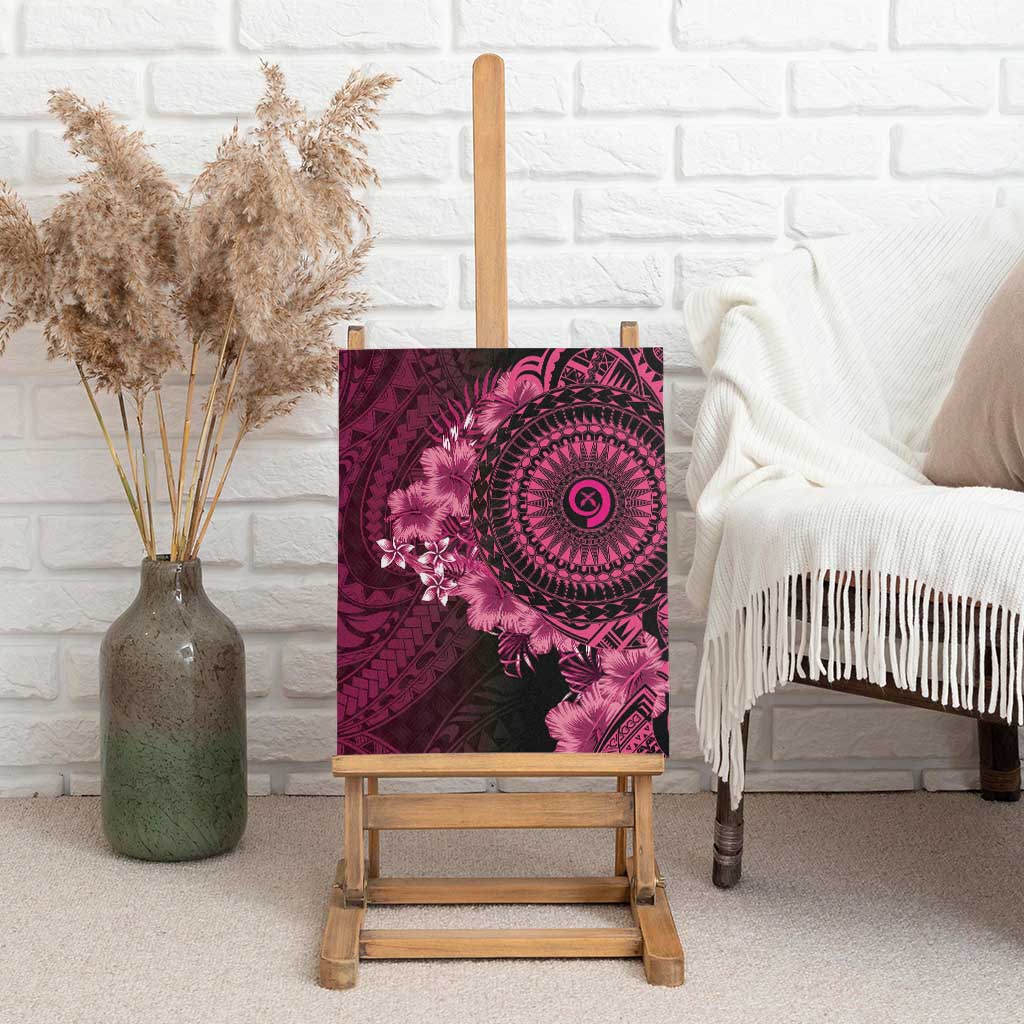 Vanuatu Canvas Wall Art Hibisus Polynesian Pattern Pink LT14 - Polynesian Pride