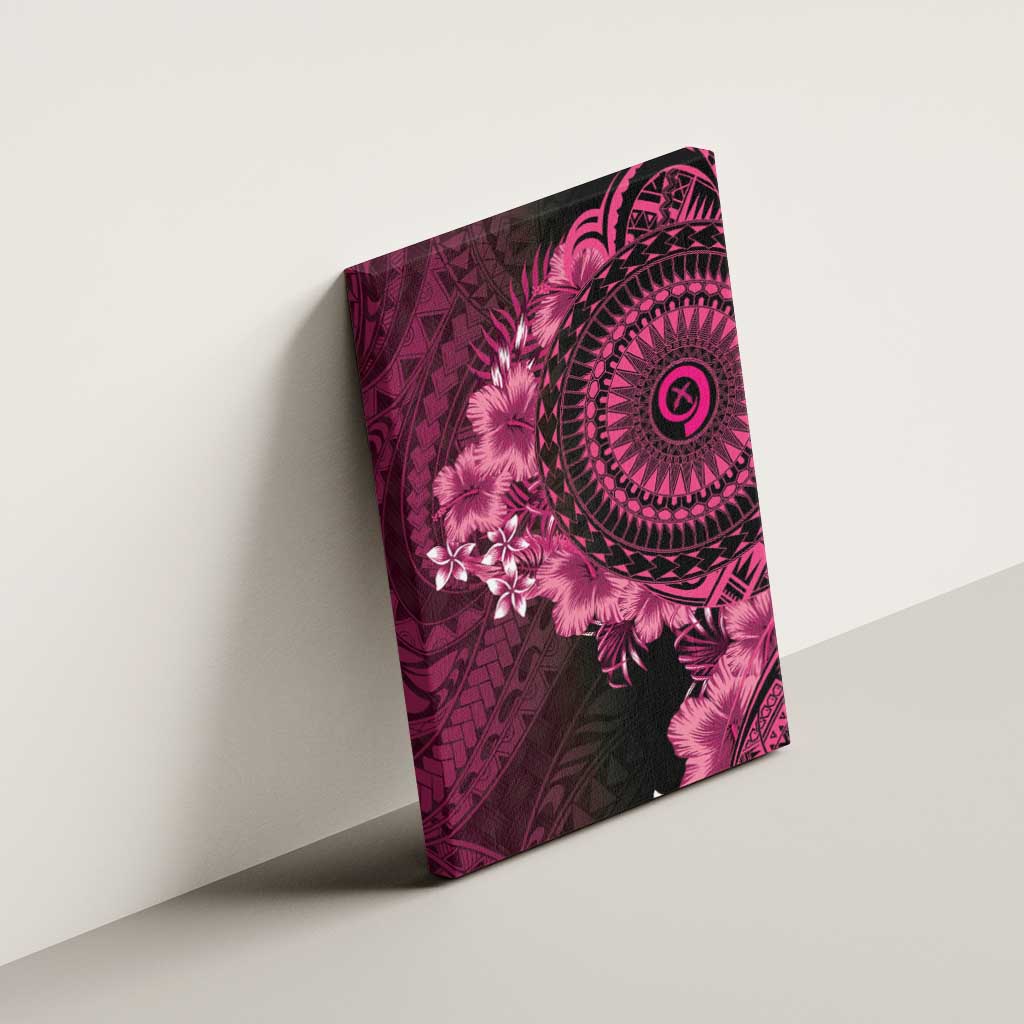 Vanuatu Canvas Wall Art Hibisus Polynesian Pattern Pink LT14 - Polynesian Pride