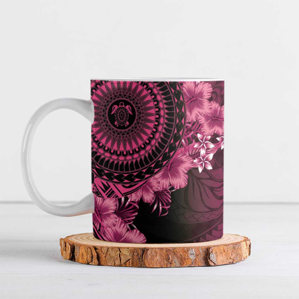 Vanuatu Ceramic Mug Hibisus Polynesian Pattern Pink LT14 Pink - Polynesian Pride