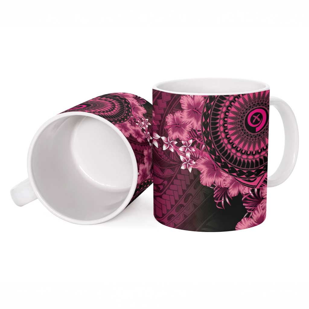 Vanuatu Ceramic Mug Hibisus Polynesian Pattern Pink LT14 - Polynesian Pride