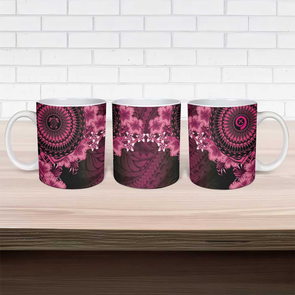 Vanuatu Ceramic Mug Hibisus Polynesian Pattern Pink LT14 - Polynesian Pride