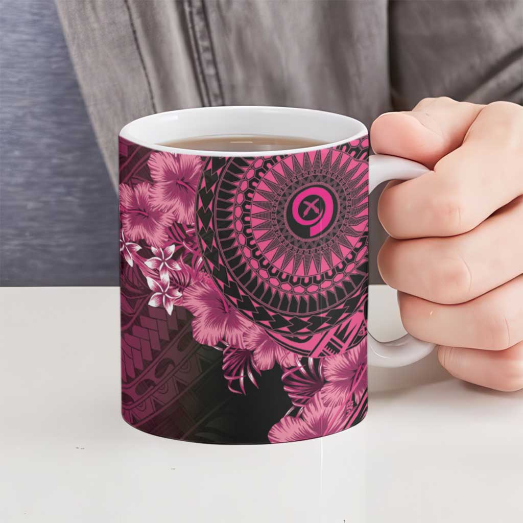 Vanuatu Ceramic Mug Hibisus Polynesian Pattern Pink LT14 - Polynesian Pride