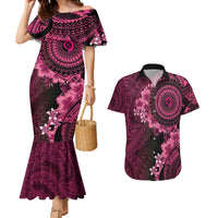 Vanuatu Couples Matching Mermaid Dress and Hawaiian Shirt Hibisus Polynesian Pattern Pink LT14 Pink - Polynesian Pride
