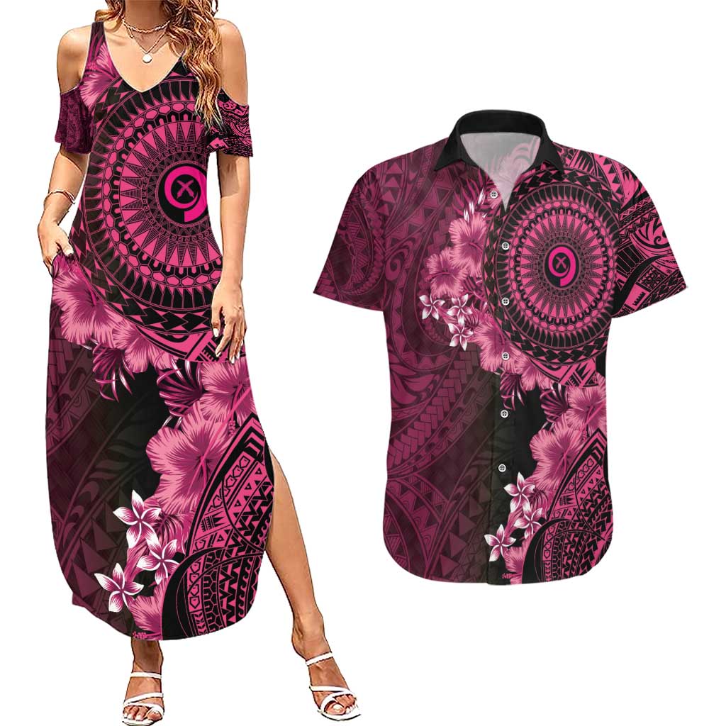 Vanuatu Couples Matching Summer Maxi Dress and Hawaiian Shirt Hibisus Polynesian Pattern Pink LT14 Pink - Polynesian Pride