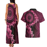 Vanuatu Couples Matching Tank Maxi Dress and Hawaiian Shirt Hibisus Polynesian Pattern Pink LT14 - Polynesian Pride