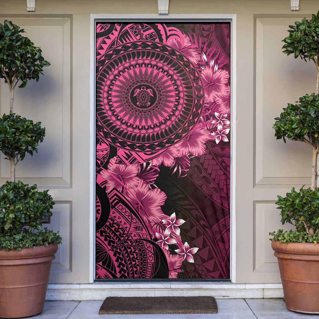 Vanuatu Door Cover Hibisus Polynesian Pattern Pink LT14 Pink - Polynesian Pride