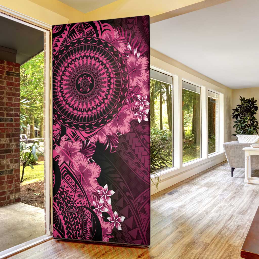 Vanuatu Door Cover Hibisus Polynesian Pattern Pink LT14 - Polynesian Pride