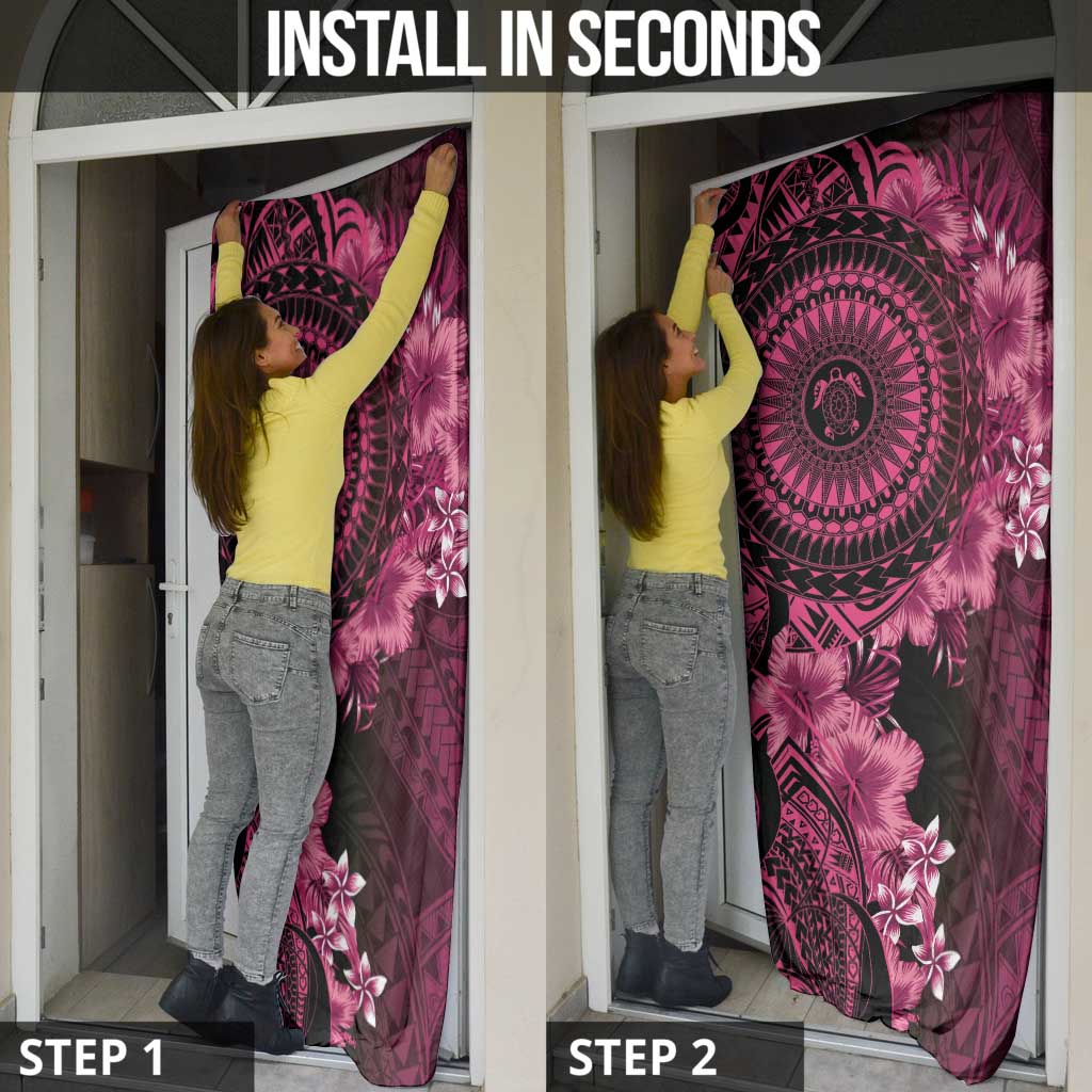 Vanuatu Door Cover Hibisus Polynesian Pattern Pink LT14 - Polynesian Pride