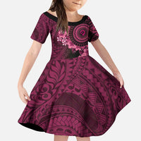 Vanuatu Family Matching Puletasi and Hawaiian Shirt Hibisus Polynesian Pattern Pink LT14 Daughter's Dress Pink - Polynesian Pride