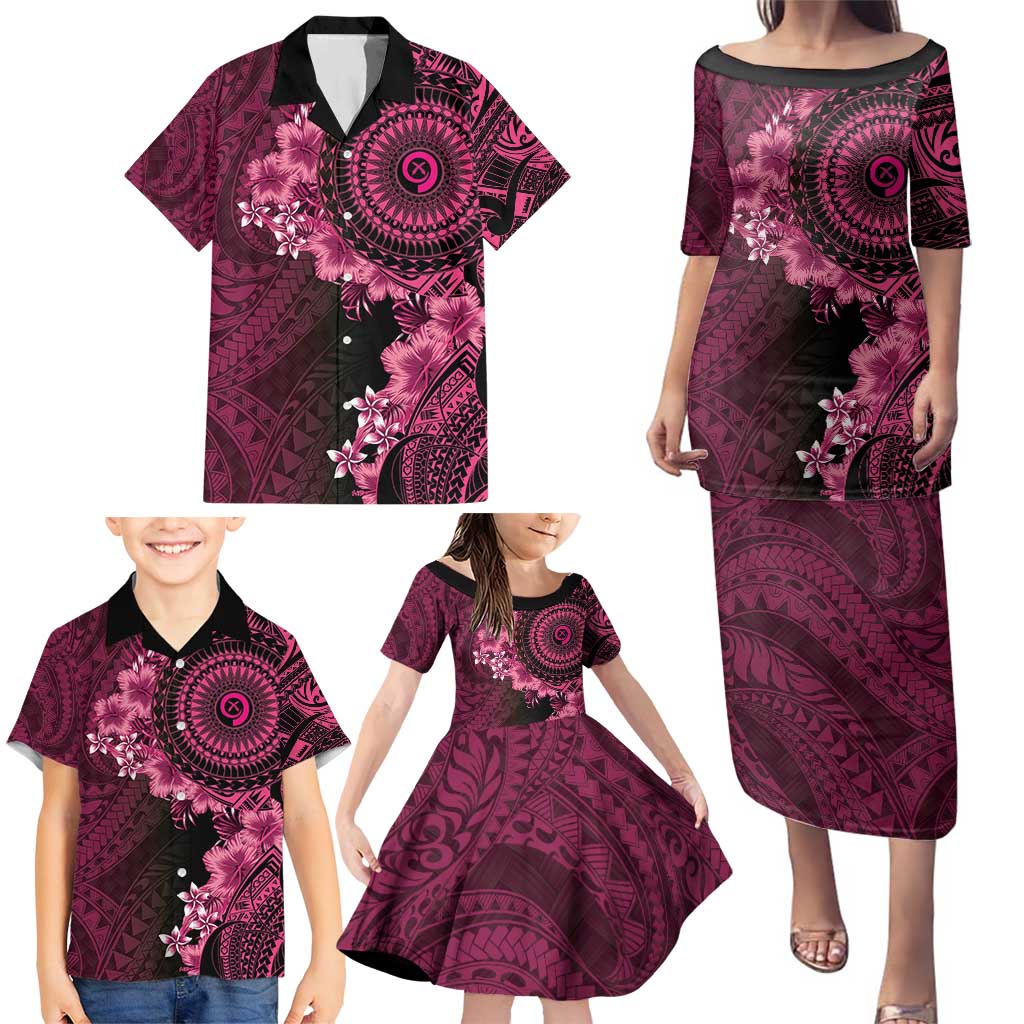Vanuatu Family Matching Puletasi and Hawaiian Shirt Hibisus Polynesian Pattern Pink LT14 - Polynesian Pride