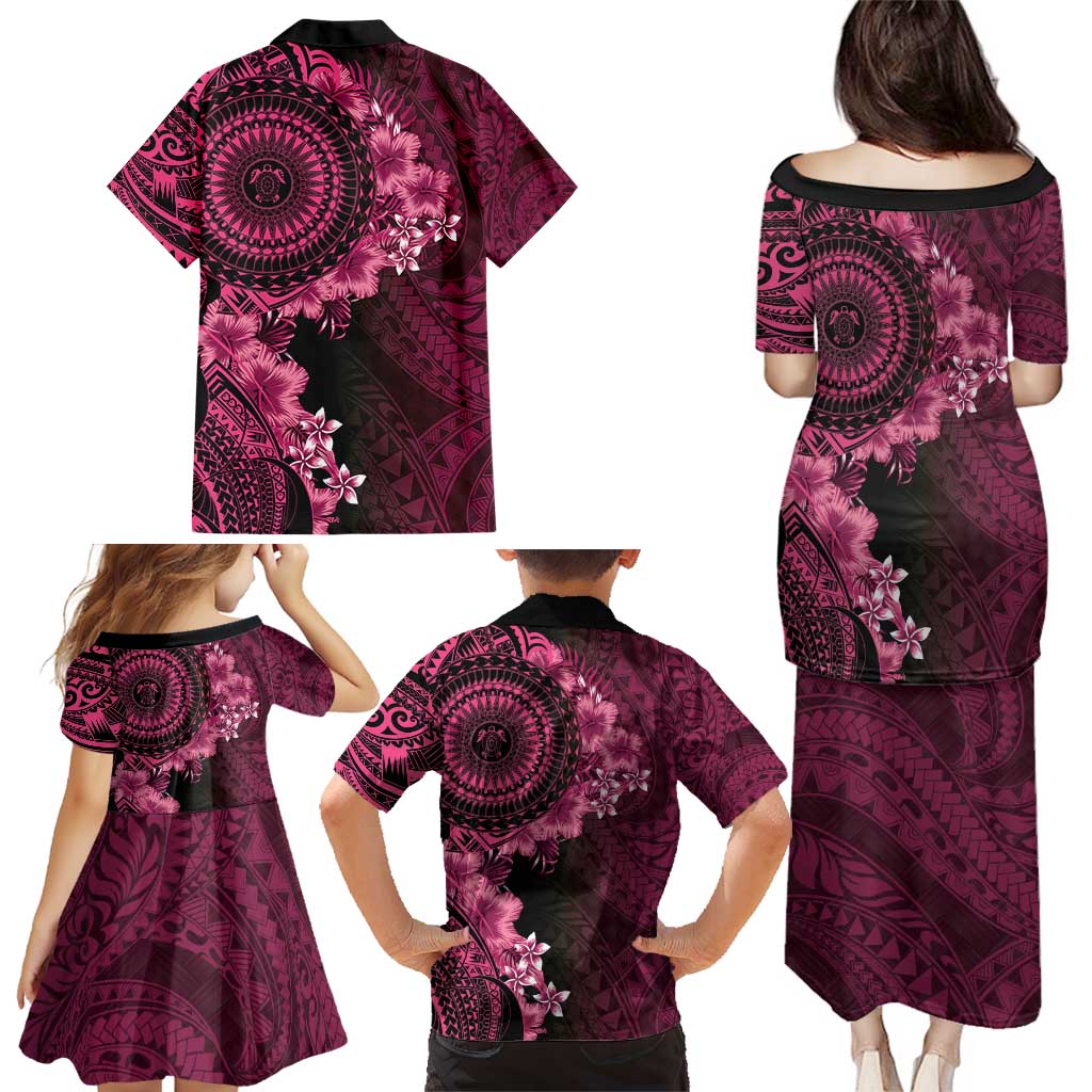 Vanuatu Family Matching Puletasi and Hawaiian Shirt Hibisus Polynesian Pattern Pink LT14 - Polynesian Pride