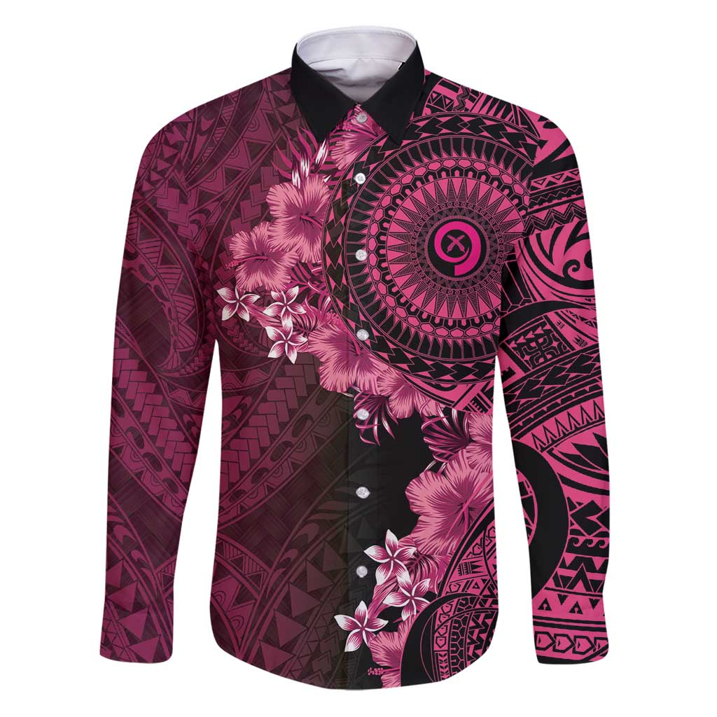 Vanuatu Family Matching Puletasi and Hawaiian Shirt Hibisus Polynesian Pattern Pink LT14 Dad's Shirt - Long Sleeve Pink - Polynesian Pride