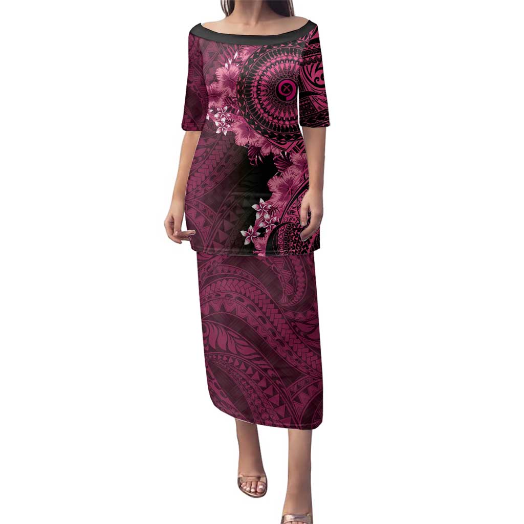 Vanuatu Family Matching Puletasi and Hawaiian Shirt Hibisus Polynesian Pattern Pink LT14 Mom's Dress Pink - Polynesian Pride