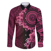 Vanuatu Family Matching Tank Maxi Dress and Hawaiian Shirt Hibisus Polynesian Pattern Pink LT14 Dad's Shirt - Long Sleeve Pink - Polynesian Pride