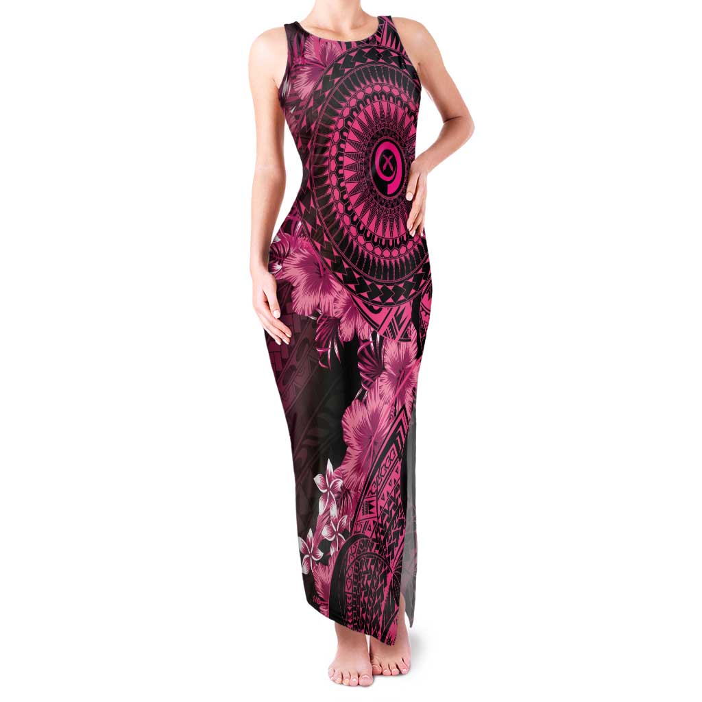 Vanuatu Family Matching Tank Maxi Dress and Hawaiian Shirt Hibisus Polynesian Pattern Pink LT14 Mom's Dress Pink - Polynesian Pride