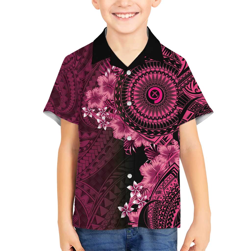 Vanuatu Family Matching Tank Maxi Dress and Hawaiian Shirt Hibisus Polynesian Pattern Pink LT14 Son's Shirt Pink - Polynesian Pride