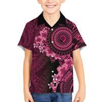 Vanuatu Family Matching Tank Maxi Dress and Hawaiian Shirt Hibisus Polynesian Pattern Pink LT14 Son's Shirt Pink - Polynesian Pride