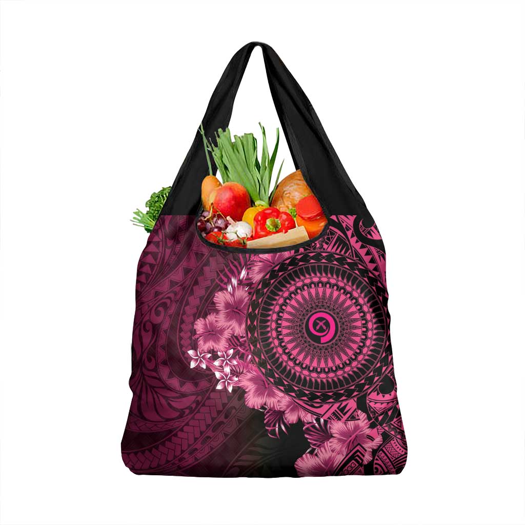 Vanuatu Grocery Bag Hibisus Polynesian Pattern Pink - Polynesian Pride