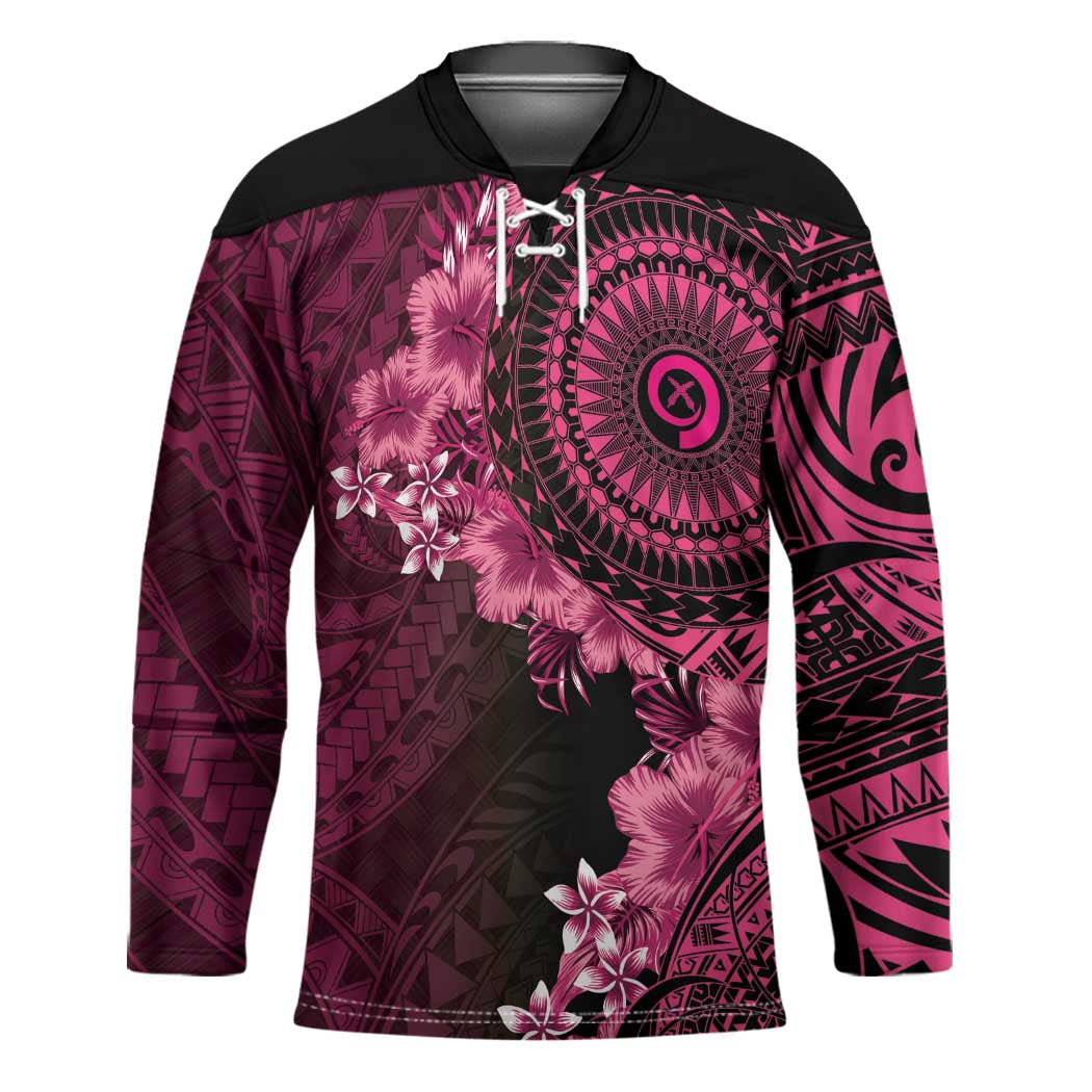 Vanuatu Hockey Jersey Hibisus Polynesian Pattern Pink - Polynesian Pride