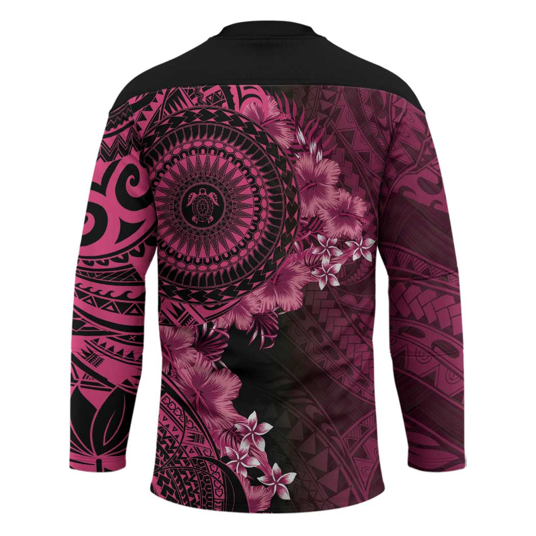 Vanuatu Hockey Jersey Hibisus Polynesian Pattern Pink - Polynesian Pride