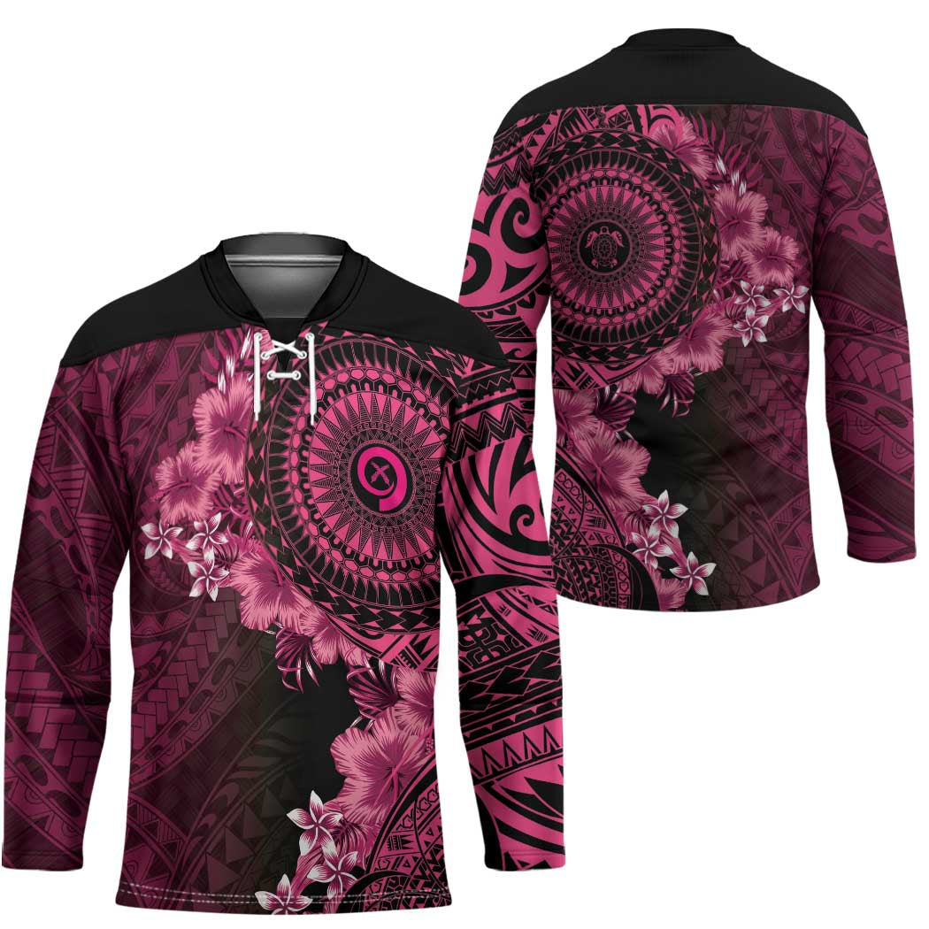 Vanuatu Hockey Jersey Hibisus Polynesian Pattern Pink - Polynesian Pride
