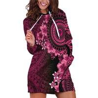 Vanuatu Hoodie Dress Hibisus Polynesian Pattern Pink - Polynesian Pride