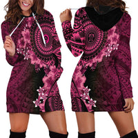 Vanuatu Hoodie Dress Hibisus Polynesian Pattern Pink - Polynesian Pride