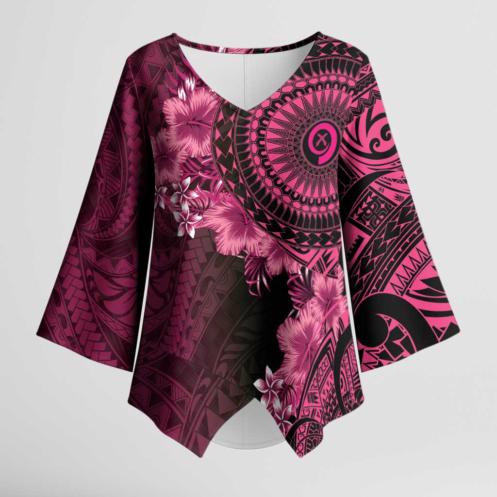 Vanuatu Kimono Sleeve Blouse Hibisus Polynesian Pattern Pink LT14 Female Pink - Polynesian Pride