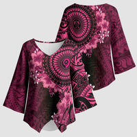 Vanuatu Kimono Sleeve Blouse Hibisus Polynesian Pattern Pink LT14 - Polynesian Pride