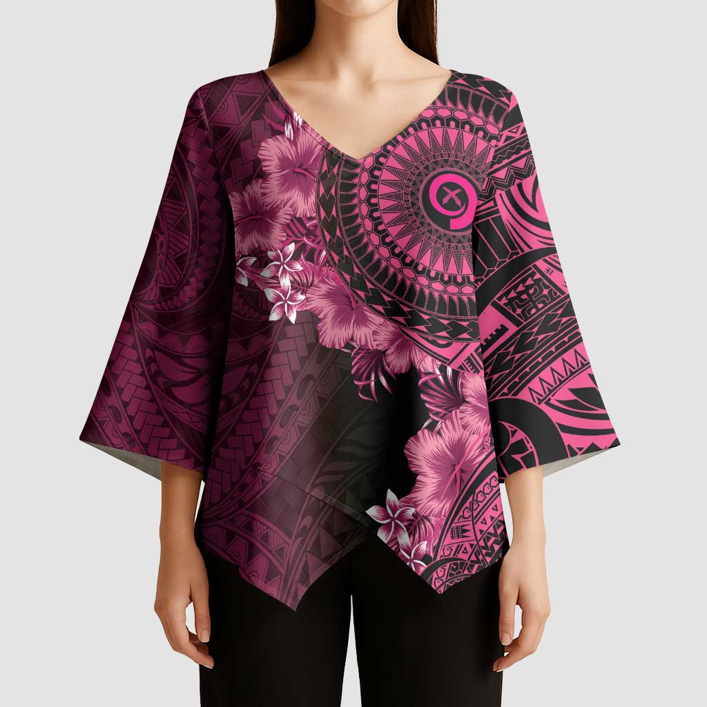 Vanuatu Kimono Sleeve Blouse Hibisus Polynesian Pattern Pink LT14 - Polynesian Pride