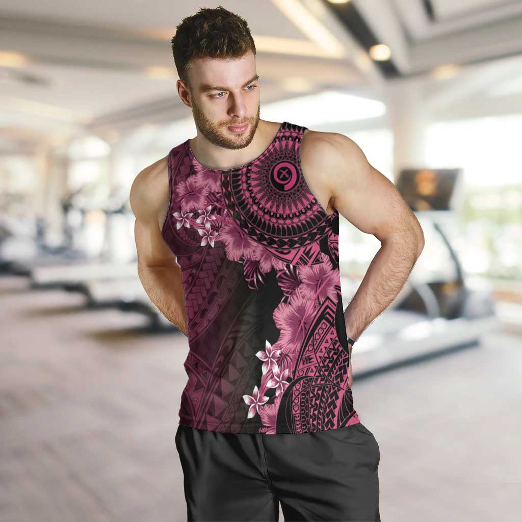 Vanuatu Men Tank Top Hibisus Polynesian Pattern Pink LT14 Pink - Polynesian Pride