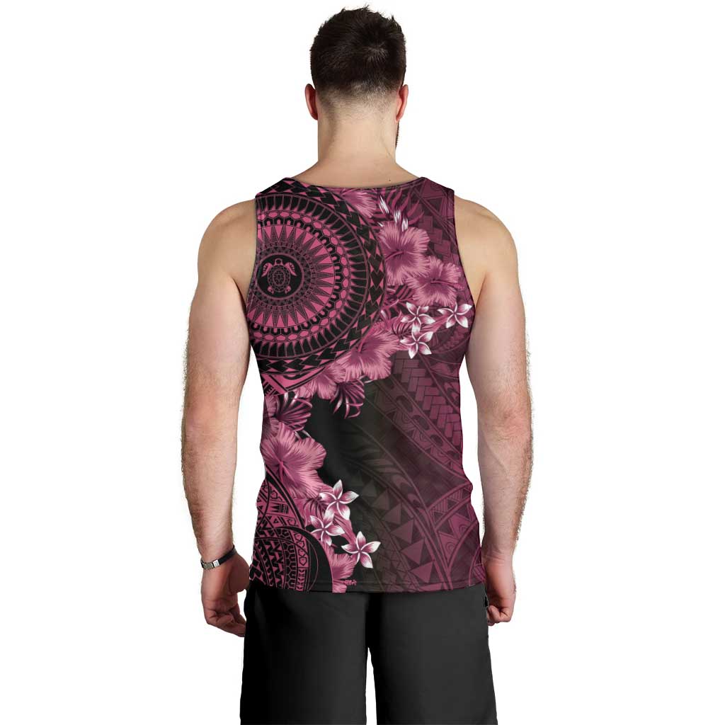 Vanuatu Men Tank Top Hibisus Polynesian Pattern Pink LT14 - Polynesian Pride