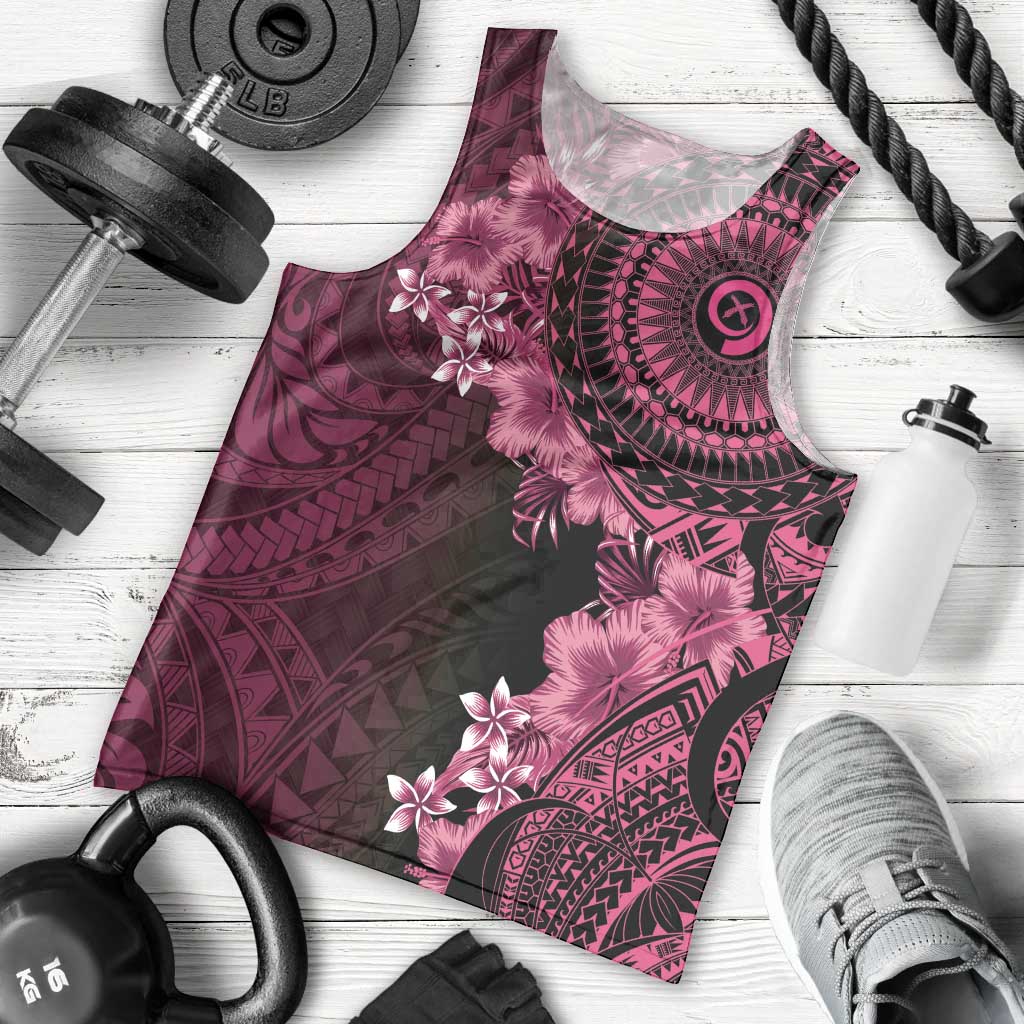 Vanuatu Men Tank Top Hibisus Polynesian Pattern Pink LT14 - Polynesian Pride