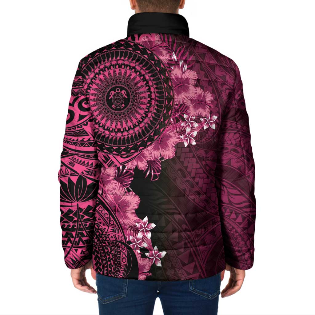 Vanuatu Padded Jacket Hibisus Polynesian Pattern Pink LT14 - Polynesian Pride