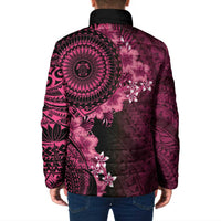 Vanuatu Padded Jacket Hibisus Polynesian Pattern Pink LT14 - Polynesian Pride