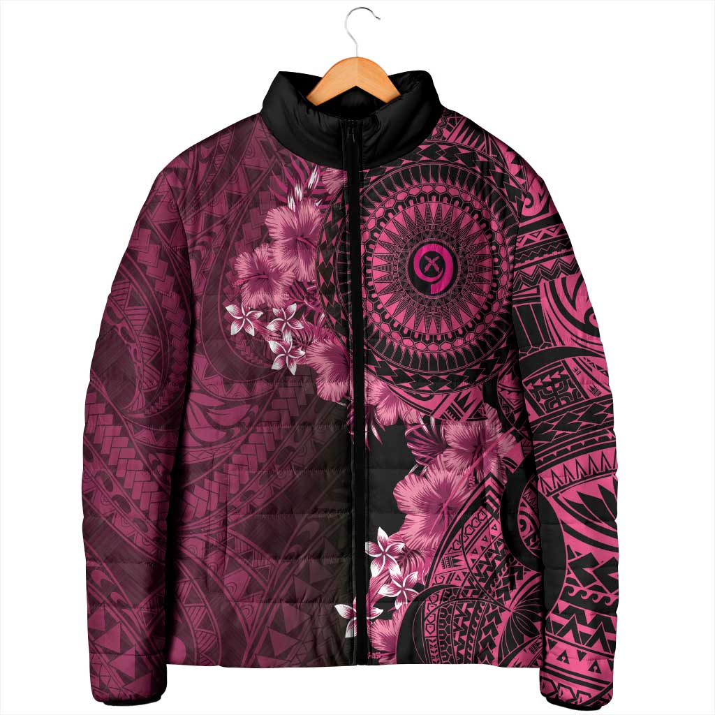 Vanuatu Padded Jacket Hibisus Polynesian Pattern Pink LT14 - Polynesian Pride